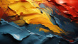 Yellow, Blue and Dark Red Floating Liquid Paint Colors Wavy Background