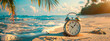 © Erik - Alarm clock on a summer background. selective focus.