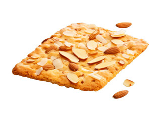 Almond Cracker isolated on transparent png background. Generative ai