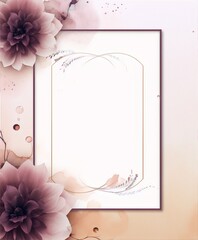 Wall Mural - Pink and purple flowers with gold frame on a watercolor background, perfect for wedding invitations, art deco, feminine, elegant.