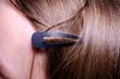 Hairpin on a child's head close-up