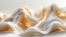   A White Background Bears An Abstract Painting Of Undulating Waves, Half Of Which Are Painted White, While The Other Half Is Orange Lightly, The Bottom Edge Of The Image Reflects These Hues