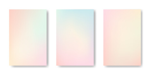 Poster - Light gradient mesh backgrounds set. Pastel color soft blend. Blurred liquid effect. Template for cover, poster, wallpaper, flyer, social media design