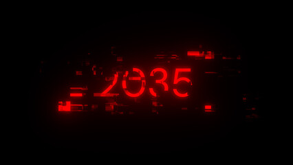 Aufkleber - 2035 text with screen effects of technological glitches
