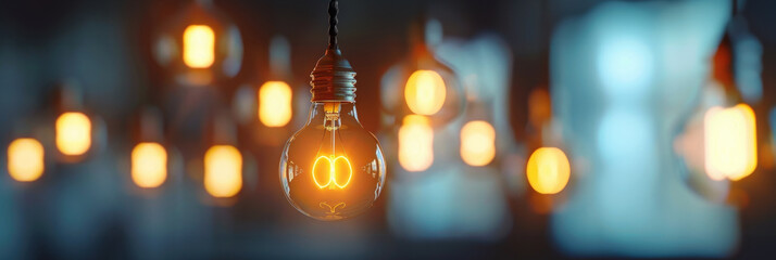 Poster - Glowing Lightbulb Symbolizing Innovation and Creativity in Modern Technology