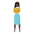 Business lady or teacher standing with arms crossed on chest vector illustration