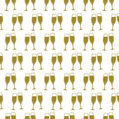 Champagne glass icon seamless pattern isolated on white background