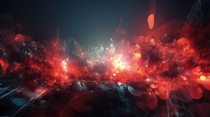 Poster - Abstract technology burst with glowing wires and particles in motion. Technology and science dynamic background.