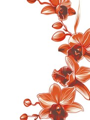 Poster - Vibrant Red Orchid Floral Design with Blank Space for Text Overlays