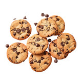 Fototapeta  - Tableware displays a pile of Food chocolate chip cookies on transparent background