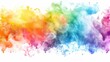 Colorful smoke splash background, rainbow color ink watercolor paint isolated on white background.