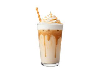 Wall Mural - Caramel Milkshake isolated on transparent png background. Generative ai