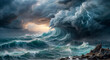 A powerful storm in the ocean