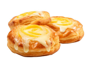 Cheese Danishes isolated on transparent png background. Generative ai