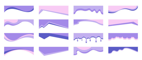 Wall Mural - Set of abstract design colorful  separator header and border for website and app. Divider shapes top and bottom for web page. Different borders for website, banner, app, poster, background