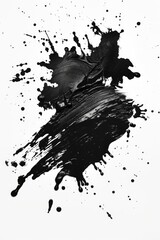 Poster - A striking black ink splatter contrasted against a clean white background. Ideal for graphic design projects