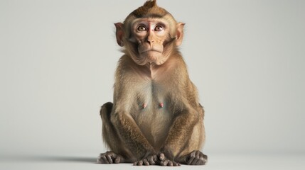 Poster - A monkey sitting and looking at the camera. Suitable for various projects