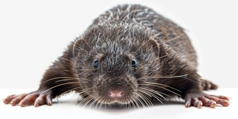 Poster - A close up of a rodent on a white surface. Suitable for animal and wildlife themes