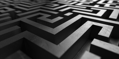 Poster - A black and white photo of a maze, suitable for business and strategy concepts