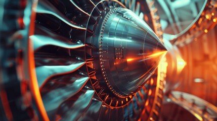 Poster - Detailed shot of a jet engine, suitable for aviation industry use