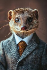 Poster - Close up of a small animal in a suit, suitable for business and fashion concepts