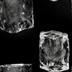Poster - A monochromatic photo of ice cubes, perfect for cool and refreshing concepts