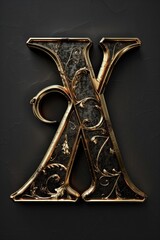 Poster - Metal and gold letter X, suitable for luxury and elegant designs