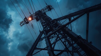 Poster - A power pole with a street light on top. Suitable for urban and infrastructure concepts