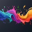 © Nikolay - Colorful paint splashes on a black background. Generative AI.