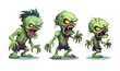 Zombie monster vector set graphic halloween cartoon illustration