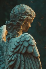 Poster - Detailed view of an angel statue. Perfect for religious or memorial designs