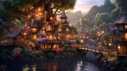 Beautiful fairytale treehouse village, Enchanted Woods.