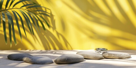 Poster - Couple of rocks sitting on top of a table, perfect for nature-themed designs