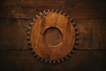 Poster - A decorative wooden sunburst on a textured wall. Perfect for interior design projects