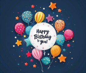 Wall Mural - colorful birthday card with text 