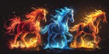 Fototapeta Big Ben - A group of horses running through a field of fire.