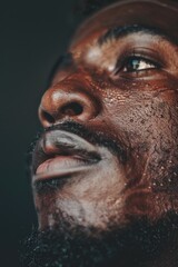 Aufkleber - A detailed shot of a man with a beard. Suitable for various projects
