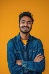 Poster - A man with his arms crossed and a smile on his face. Suitable for business and lifestyle concepts