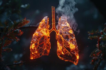 Aufkleber - Close up of fire breathing lungs, suitable for medical or educational use