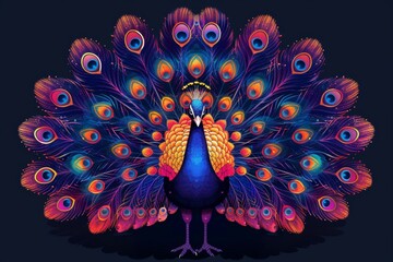 Aufkleber - a colorful peacock with its feathers spread out.