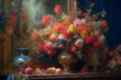 Magnificent fantasy stylized beautiful still life with bouquet of different flowers