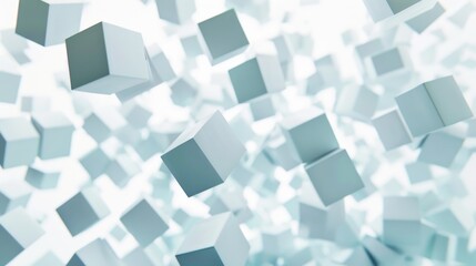 Poster - A unique and modern image of white cubes floating in the air. Perfect for technology or futuristic concepts