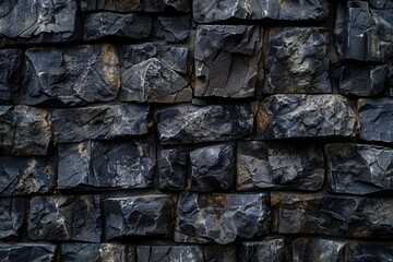Poster - Detailed close-up of a wall made of rocks. Ideal for background or texture use
