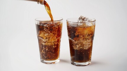 Poster - Two glasses filled with soda, perfect for food and beverage concepts