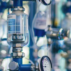 Poster - Close up of a pressure gauge in a room, suitable for industrial concepts
