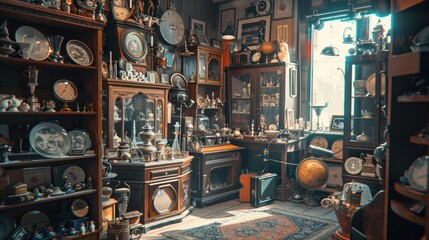 Poster - Various types of clocks displayed in a room. Suitable for interior design concepts
