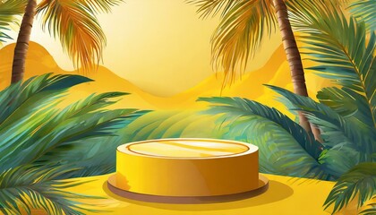 Wall Mural - Nature's Beauty: Tropical Yellow Podium Product Display