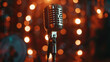 Retro microphone on stage, a relic of music history, ready to amplify another timeless performance