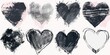 Set of six black and white heart shapes, perfect for various design projects