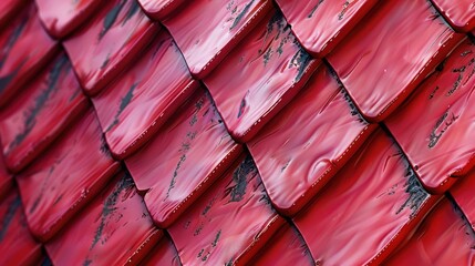 Poster - A detailed close-up view of a red roof. Perfect for architectural design projects